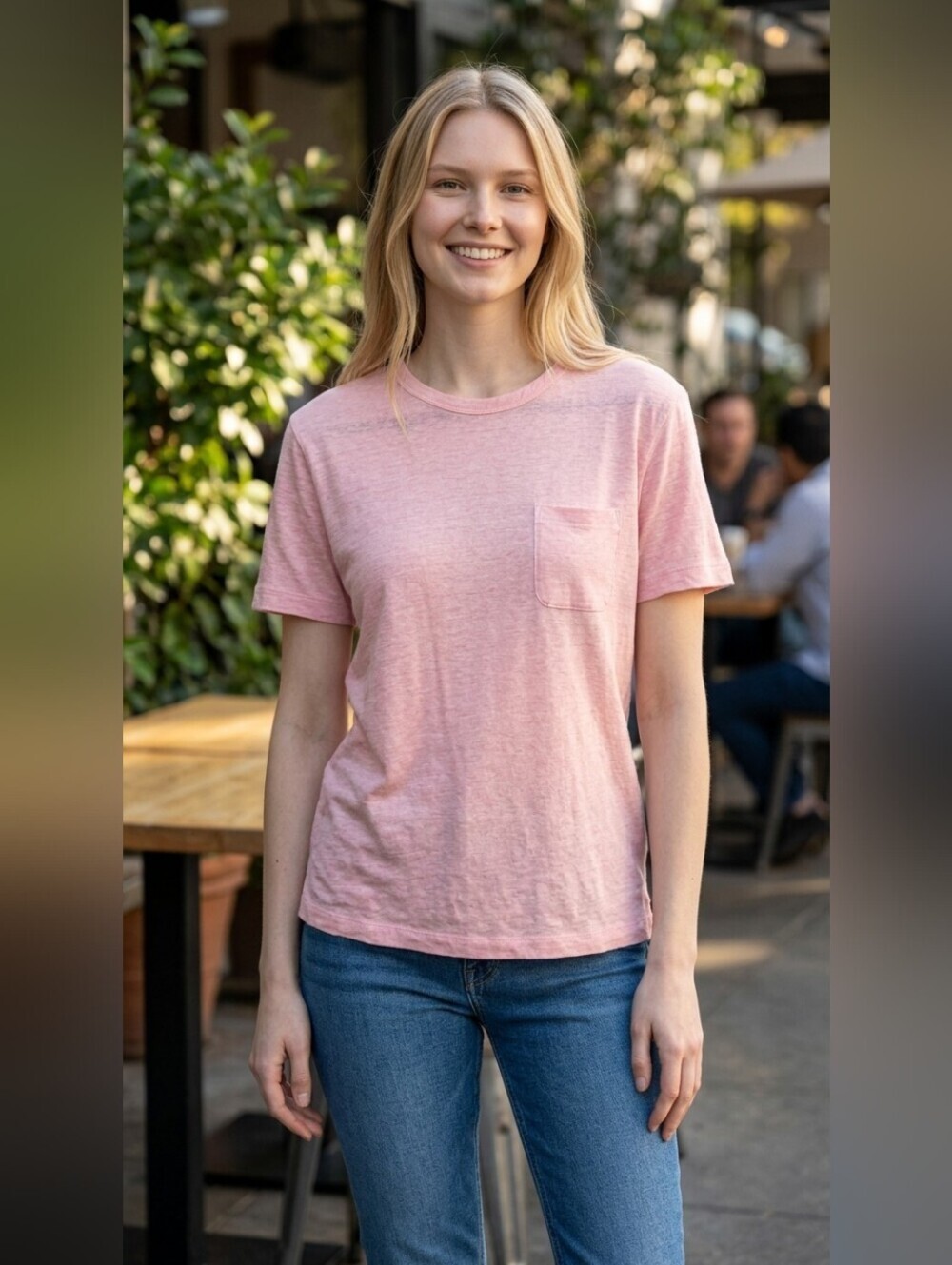 100% Linen Banana Republic Light Pink Pocket Tee